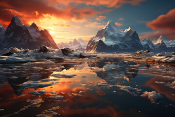 Majestic glacier standing tall amidst a frozen landscape, ai generated.