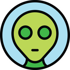 Alien icon outline vector. Space ufo. Monster comic color flat