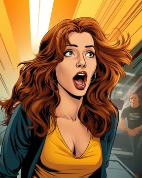 Expressive Monologue Capture her animatedly gesturing - colorfull graphic novel illustration in comic style