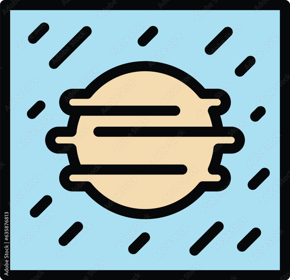 Poster planet image icon outline vector. space alien. ufo monster color flat