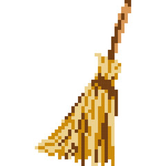 Fototapeta premium Broom cartoon icon in pixel style