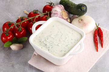 Traditional delicious appetizer; greek tzatziki (Turkish name; cacik)
