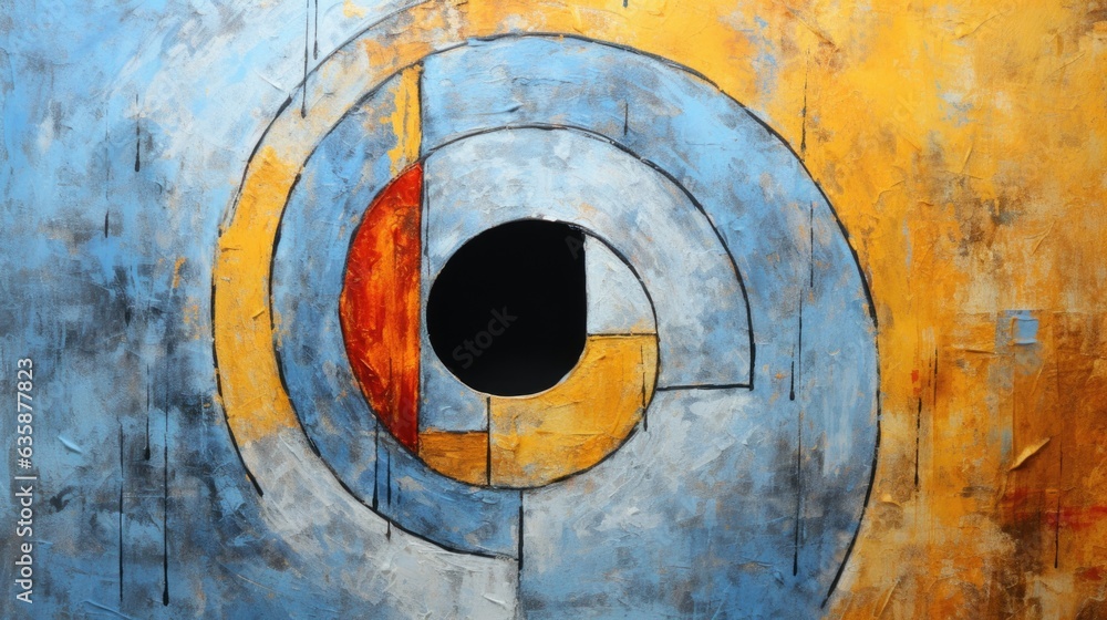 Poster a painting of a circle with a hole in it. generative ai image.