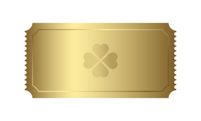 Golden ticket, lucky four leaf clover,  label, admit one, sticker