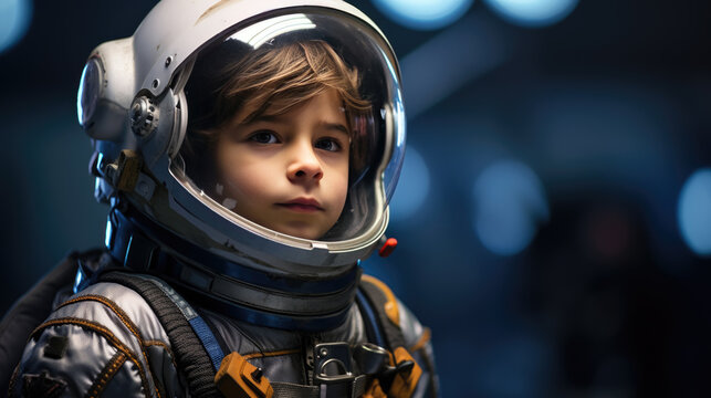 Portrait of a child in an astronaut costume