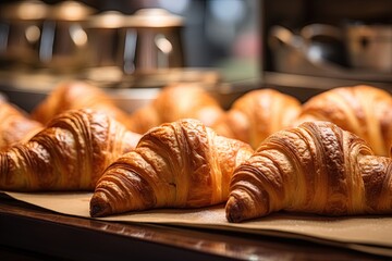 Croissants at the bakery. Generative Ai