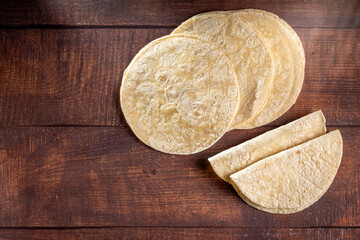 Pita tortillas. Pile of fresh homemade tortillas.