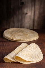 Pita tortillas. Pile of fresh homemade tortillas.