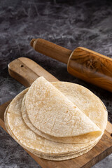Pita tortillas. Pile of fresh homemade tortillas.