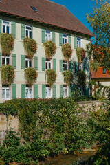 Old national German town house in Bietigheim-Bissingen, Baden-Wuerttemberg, Germany, Europe. Old Town is full of colorful and well preserved buildings.