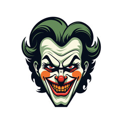 Joker face logo isolated on white background. Horror joker face mascot logo. Vector stock	
 - obrazy, fototapety, plakaty