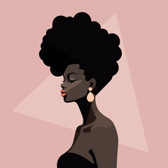 Black woman modern icon avatar. African woman design. Abstract contemporary poster. Wall art design. Vector stock	
