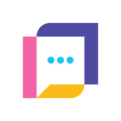 Chat Bubble Geometric Logo Icon Design Vector Template