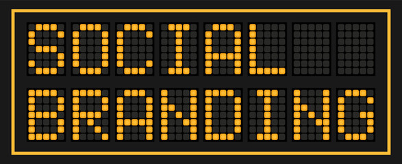 Orange color led banner in word social branding on black background