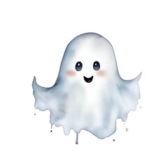 Halloween ghost isolated on white background in watercolor style