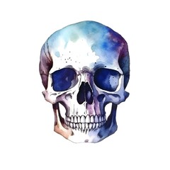 Halloween scull isolated on white background in watercolor style