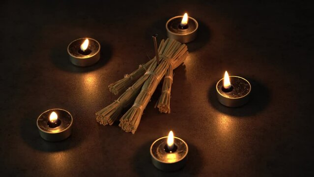 halloween curse straw doll Japanese wara ningyo voodoo dark magic background. halloween curse straw doll Japanese wara ningyo voodoo dark magic dark background. curse straw doll