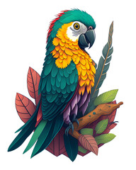 Fototapeta premium parrot on a branch, ai generative