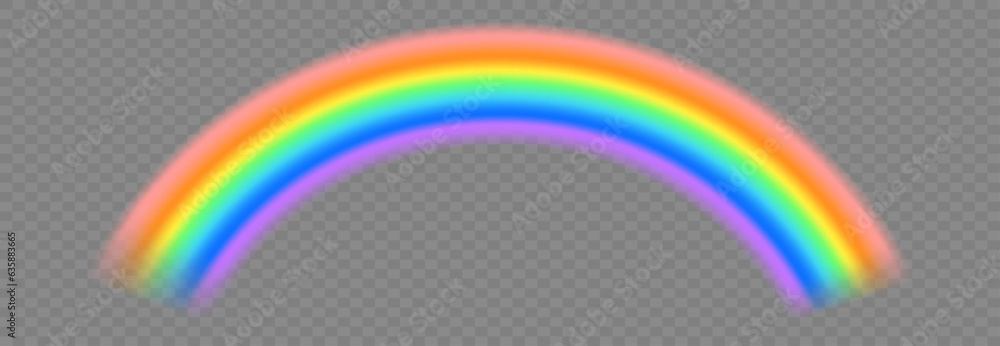 Poster rainbow on a transparent background. realistic color rainbow vector icon on transparent gray backgro