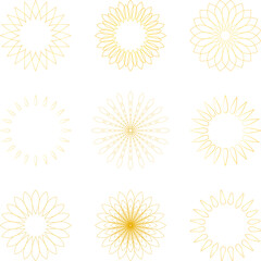 Summer concept sunflower, flower and sun icon set. Vector illustration.