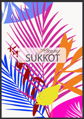 Colorful Artistic Template with Jewish Elements for Sukkot – Poster, Greeting, Invitation, Flyer, Banner, Brochure, Event Pages 2