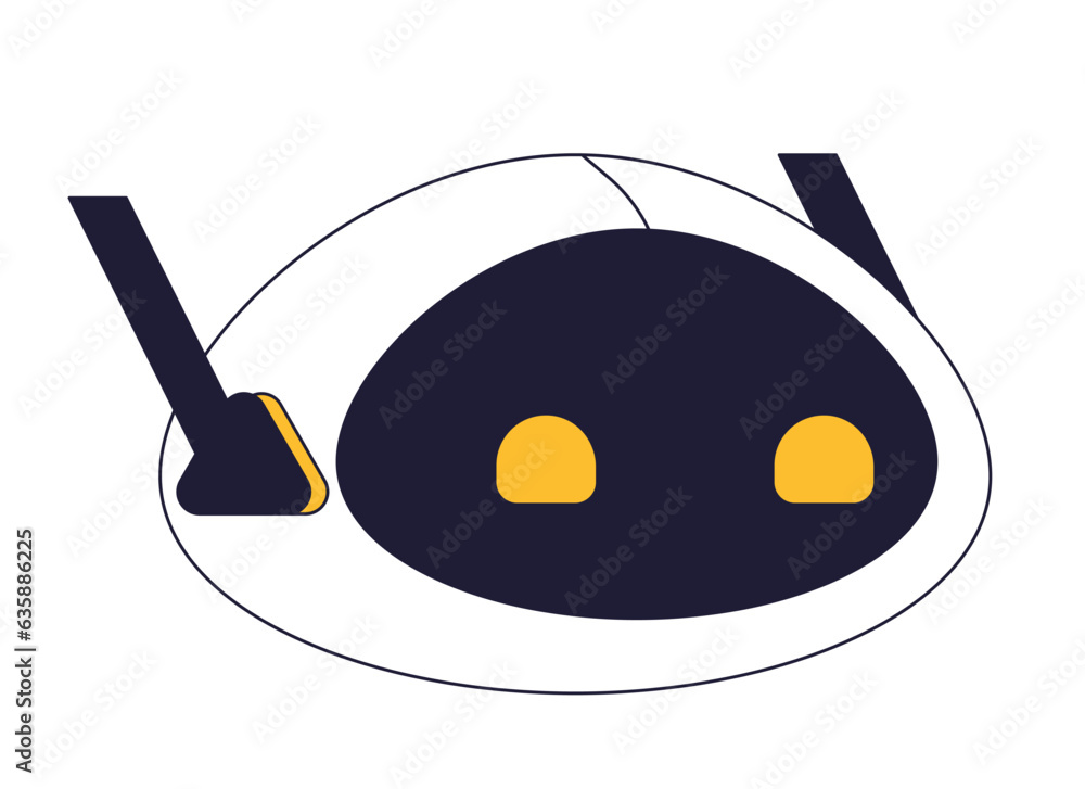 Poster android robot head flat line color isolated vector object. artificial intelligence chatbot. editable