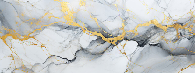 texture of white marble with golden veins close-up. Generative Ai. 