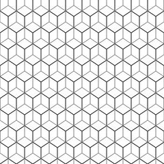 Repeated color interlocking polygons tessellation on grey background. Seamless surface pattern design with regular hexagons. Hexagonal grid motif. Black three pronged blocks. Honeycomb wallpaper.