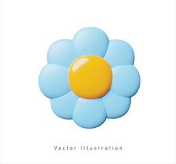 blue flower in 3d vector illustration