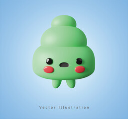 cute green monster in 3d vector illustration