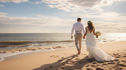 Fototapeta na wymiar Married couple at the beach