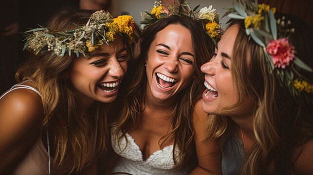 Portrait of girlfriends at a bridal shower