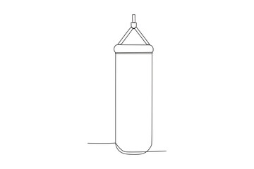 Flat icon of a single continuous line drawing of puch bag. Outline symbol for web or mobile app design. Dumbbell outline pictogram. Single line drawing vector graphicpunch bag  © dionlaloc