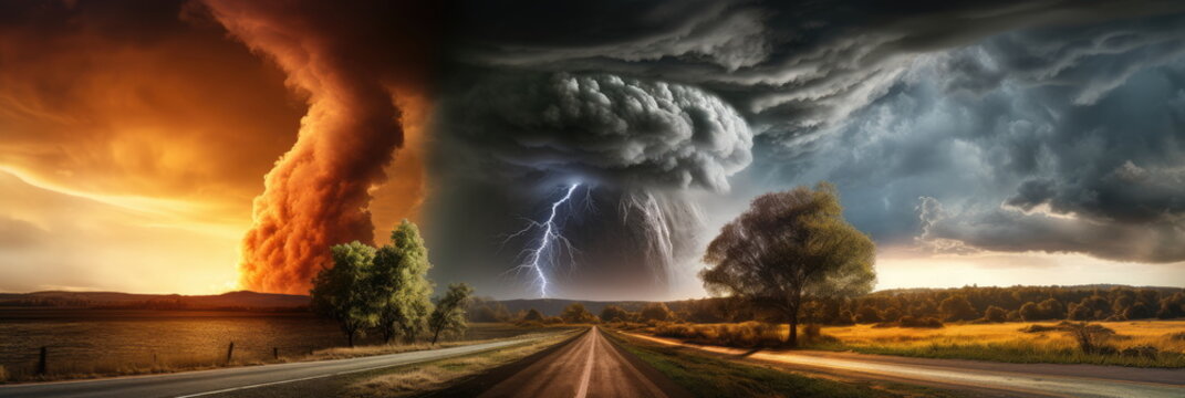 new age of destruction by global warming. Hand edited generative AI.