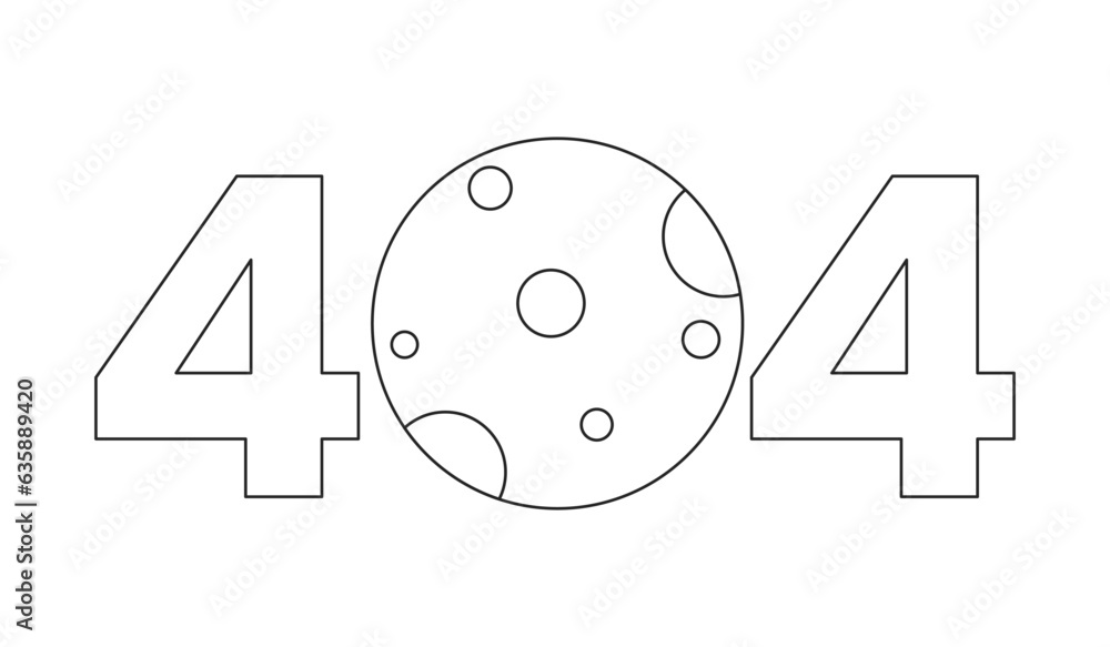 Poster moon black white error 404 flash message. astronomical object. monochrome empty state ui design. pag