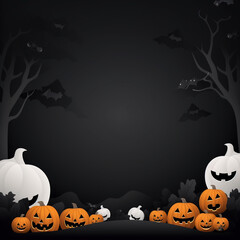 Cute Halloween card with copy space for your design. Halloween background. Illustration. Generative AI