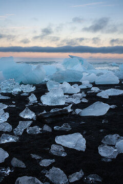 Diamond Beach is a striking black-sand beach famed for the huge, glistening iceberg fragments drifting ashore.
