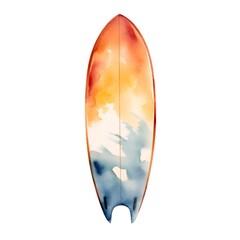Surfboard isolated on white background in watercolor style