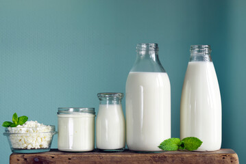 assorted dairy product cottage cheese, cheese, milk