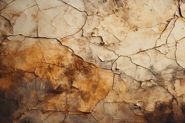 Cracked Earth Grunge Texture in Desert Tan color, Organic Style. Created With Generative AI Technology