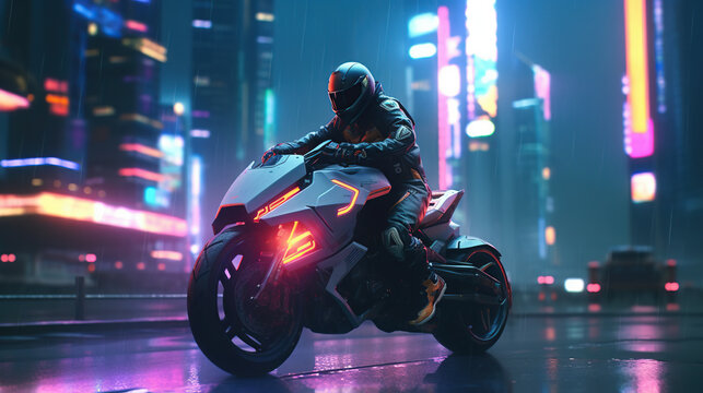 cyberpunk motorcycle, futuristic motorcycle, red. Bold design.
