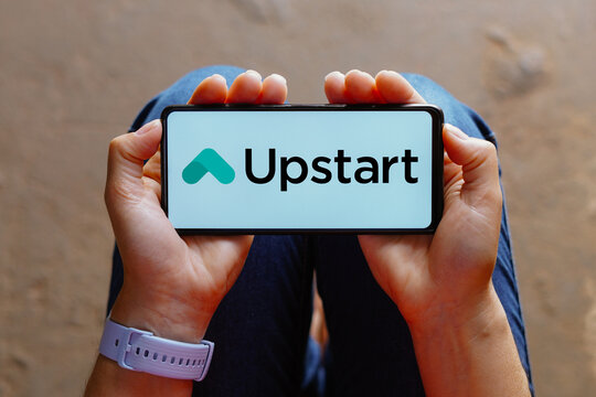 August 17, 2023, Brazil. In this photo illustration, the Upstart logo is displayed on a smartphone screen.