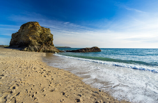 Beautiful golden sandy beach at Carlyon Bay near St Austell Cornwall England UK