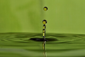 Water droplet impact water surface and make lovely water column and single drop. Water drop splash...