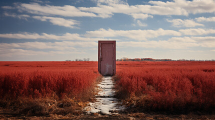 red door in field