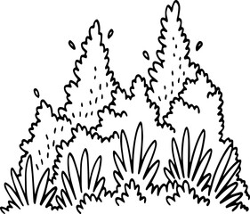 hand drawn bush illustration.