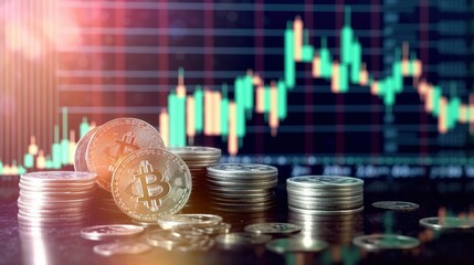 Investment and Financial Concept, Bearish Graph and candle stick, Growth market, Loss market. Generative AI.