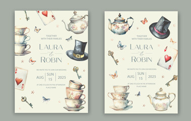 Wedding Invitation Card Design in vintage style.