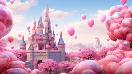 Printed roller blinds Paris Pink princess castle