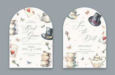 Wedding Arch Invitation in vintage style.